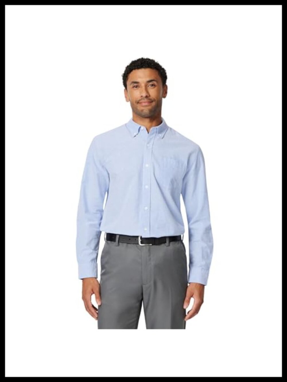 Men's Long-Sleeve Cotton Oxford Shirt, Regular Fit, Button-Down Collar